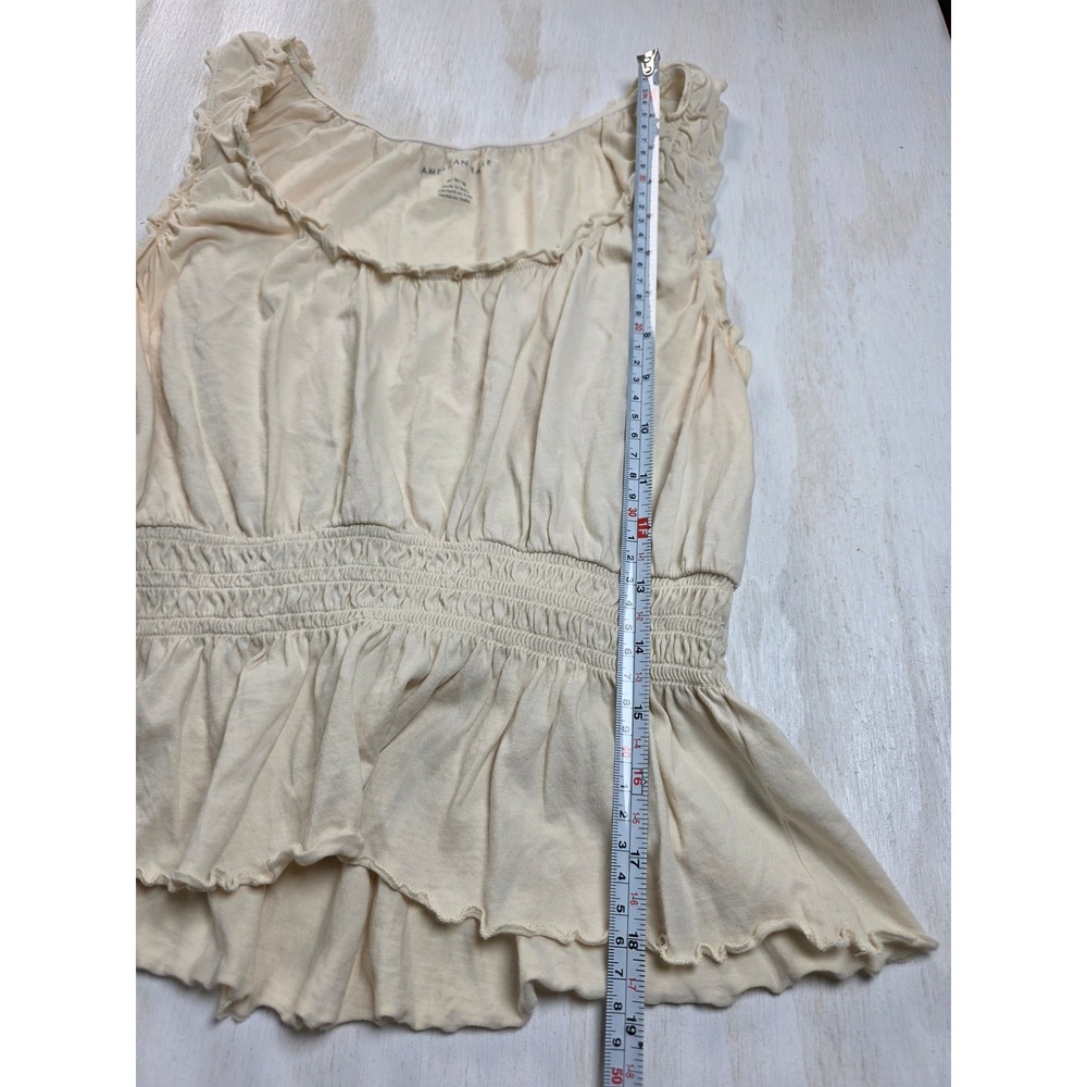 American Eagle Cream Smocked Peplum Tank Top Boho Cottagecore Fairy Medium - Picture 4 of 4